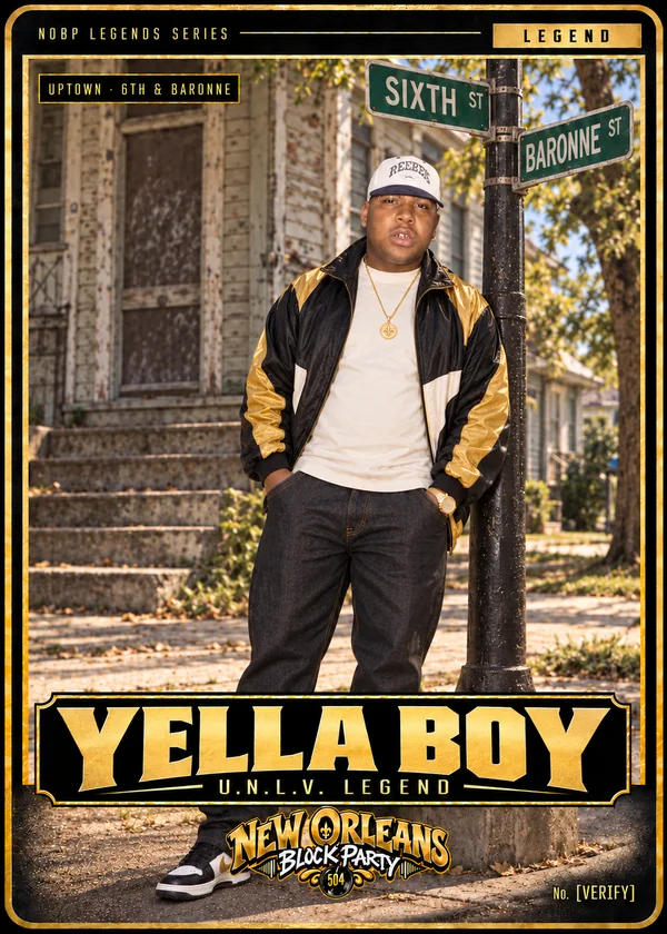 Yella Boy trading card — Uptown, 6th and Baronne. U.N.L.V. Legend, number 6 of 12.